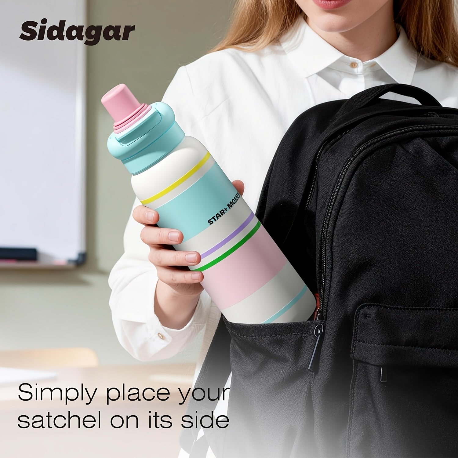The Sidagar 25Oz Sports Water Bottle Is Made of 316 Stainless Steel And Features a Dual-Lid Design to Cater to Various Daily Requirements. It Comes in Eight Bright Colors, Inspired by Macarons