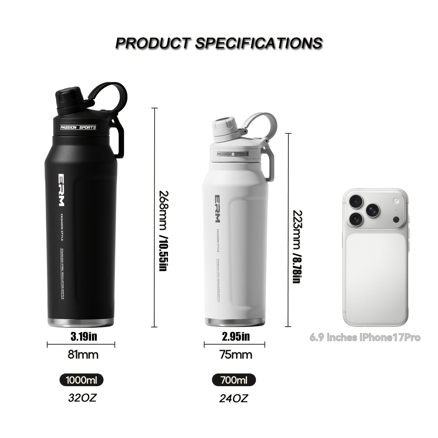 Insulated Stainless Steel Water , Comes with a 2-In-1 Straw And Spout Lid, Keeps Cold Drinks Fresh for 24 Hours, Leak-Proof Design, Fits in Car Cup Holders, Suitable for Sports, Travel, Gym, And Campus Settings