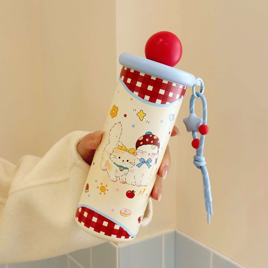 Stainless Steel Insulated Cup | Women'S High-End Appearance, Large Capacity, Cute and Portable, Suitable for Students, Leak Proof, 304 Stainless Steel, Pattern