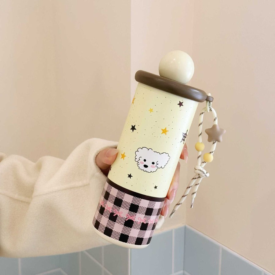 Stainless Steel Insulated Cup | Women'S High-End Appearance, Large Capacity, Cute and Portable, Suitable for Students, Leak Proof, 304 Stainless Steel, Pattern