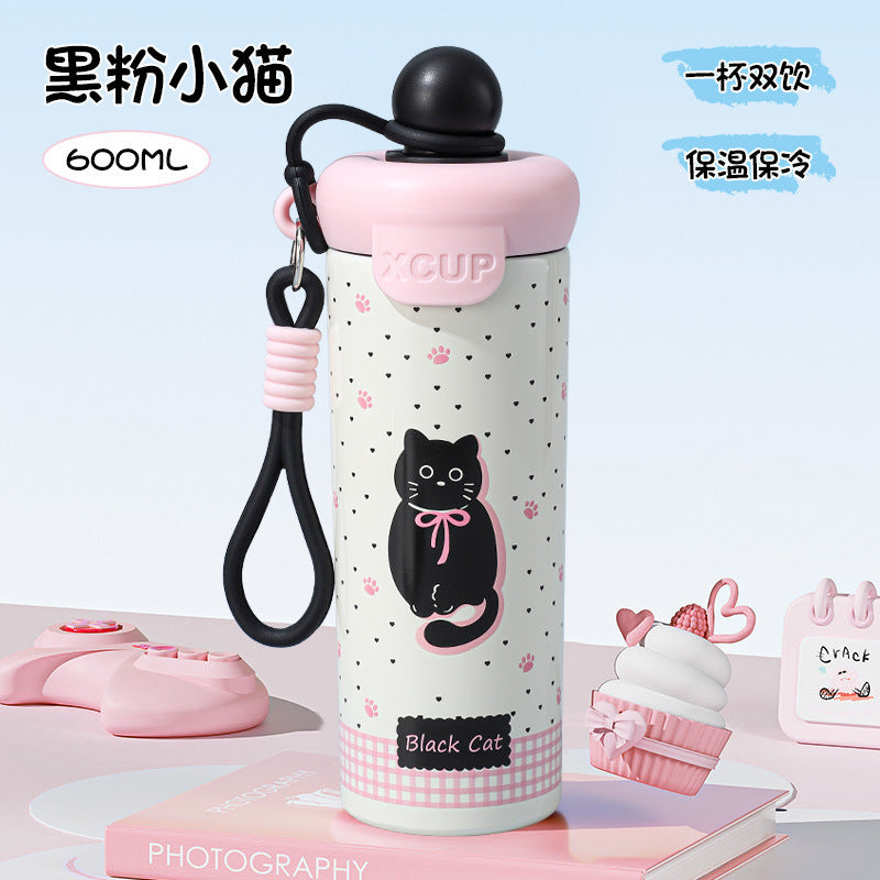 Large-capacity Portable Stainless Steel Insulated Cup with High Appearance Quality for Carrying Water with A Built-in Straw for Office Use