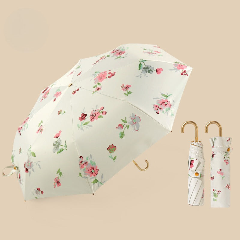 Retro Design Mini Folding Umbrella with Portable Manual Opening Mechanism