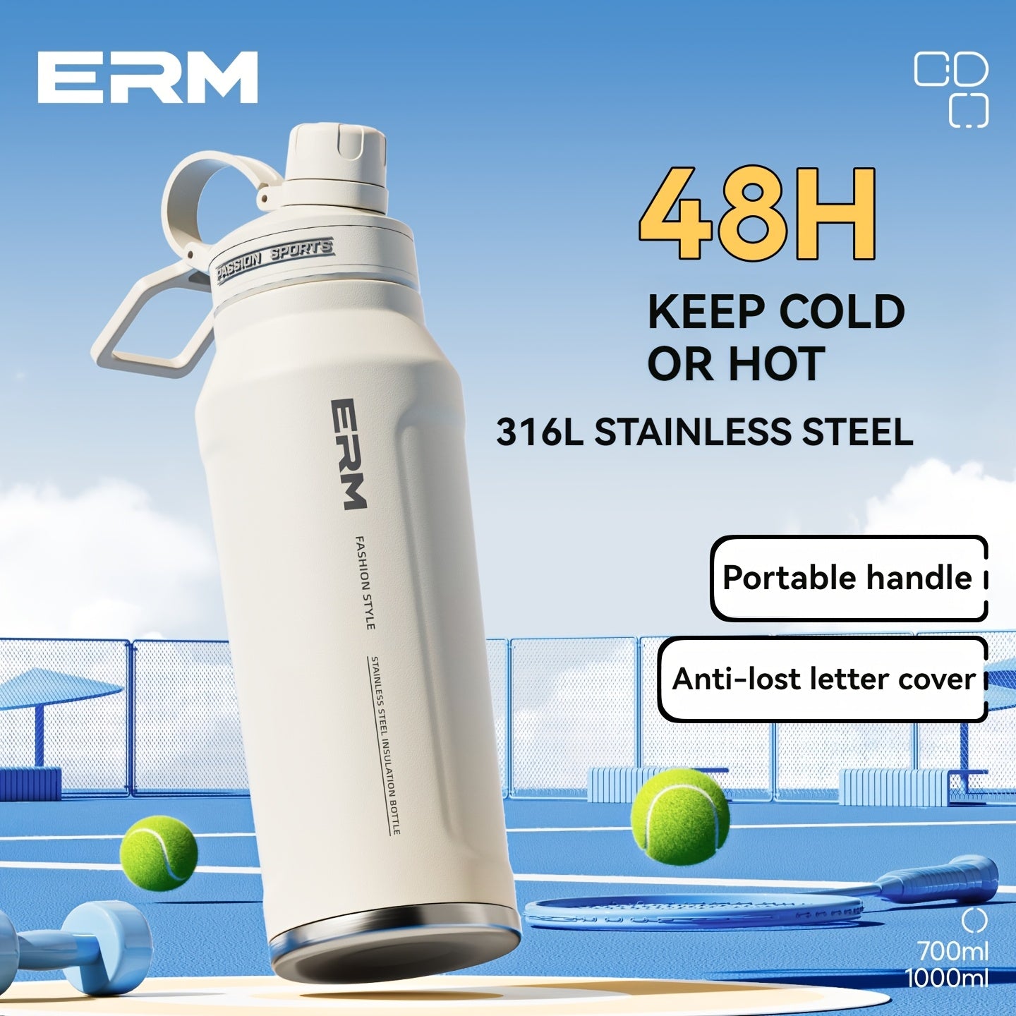 Insulated Stainless Steel Water , Comes with a 2-In-1 Straw And Spout Lid, Keeps Cold Drinks Fresh for 24 Hours, Leak-Proof Design, Fits in Car Cup Holders, Suitable for Sports, Travel, Gym, And Campus Settings