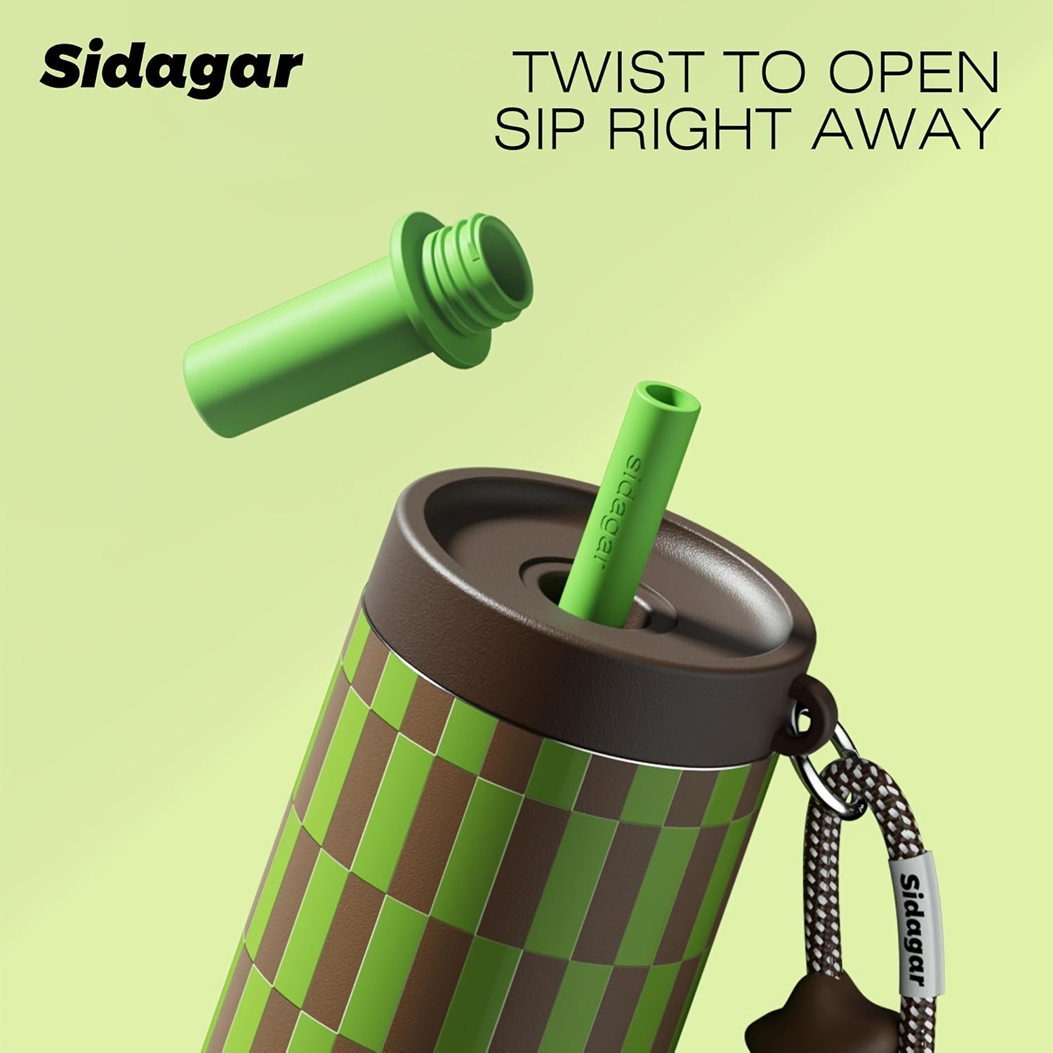Sidagar 24oz Stainless Steel Straw Cup Portable Sports Water Bottle Car-Friendly Insulated Water Bottle Ideal for Outdoor Adventures Leak-Proof Lid with Lanyard Travel Mug for Men And Women Fitness & Commuting Insulated Bottle Keeps Drinks Hot OrCold