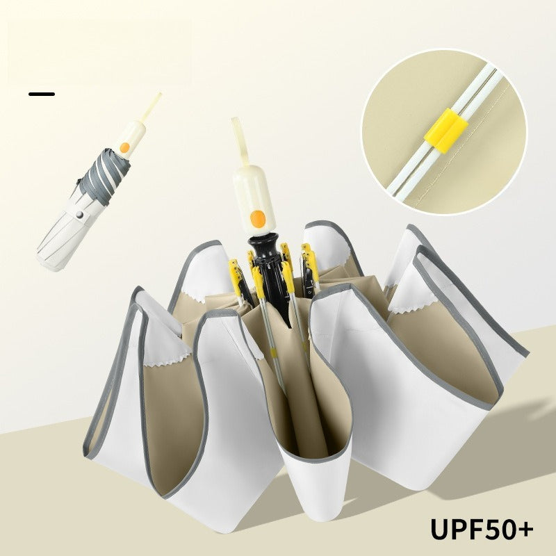 New Rounded Corner Automatic Section Collection Sunscreen Color Glue Sun Umbrella Folding Weather And Rain Dual-Purpose Three-Fold Umbrella