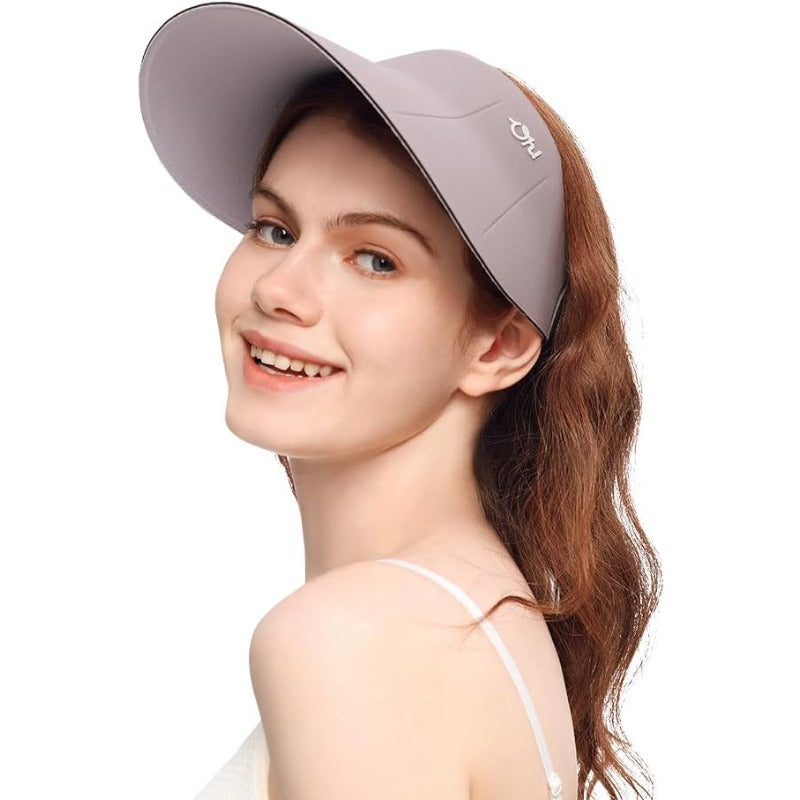 Women' 50+ Wide Brim Sun Visor Hat, Foldable & Breathable Lightweight Portable Cap Suitable for Beach, Wedding, Outdoor Activities