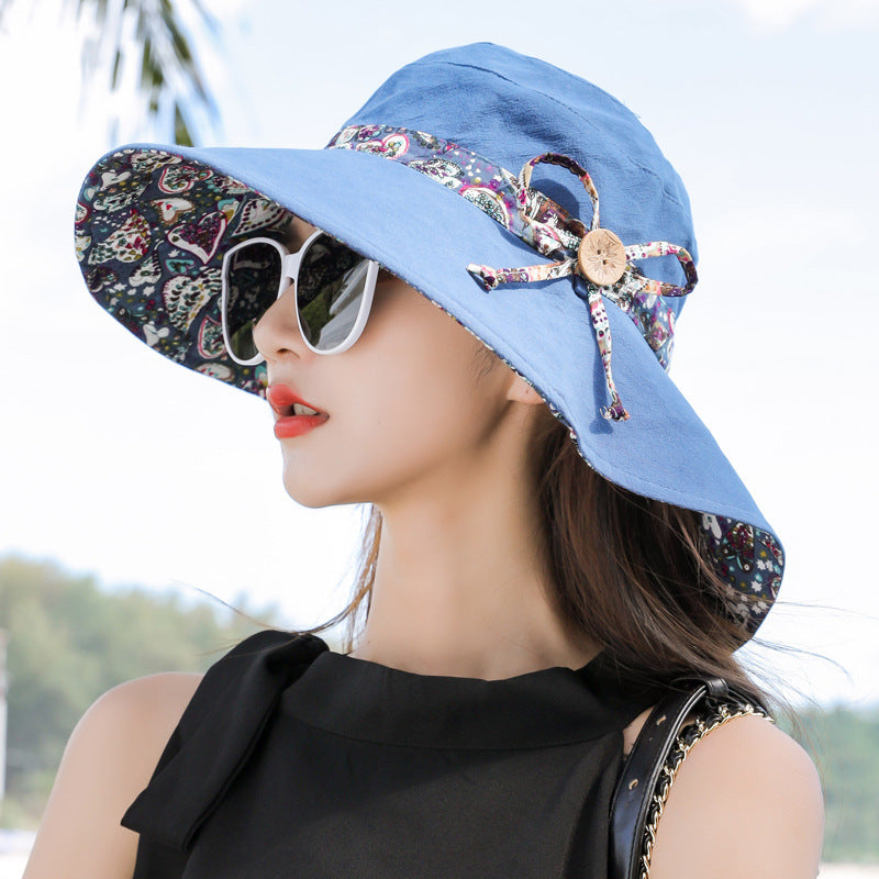 Women's Korean-Style Wide-Brim Sun Hat with & Adjustable Buckle Closure - Lightweight Suitable for Beach, Weddings, Outdoor, Casual Wear, Suitable for Outings, Sand, Cool Visor Hat