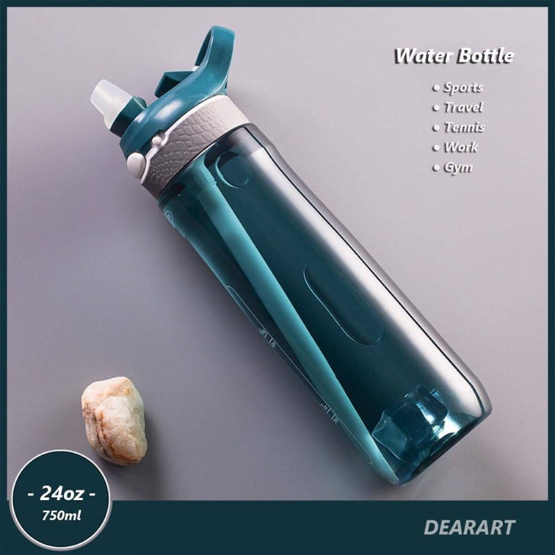2 - Pack 32oz24oz Bottle, Pink Dark Cyan Sport Bottle with Straw, Leakproof BPA Flip Up Has Handle Easy Carried, Portable Hydration, Gym Essentials, Lightweight Bottle, Compact Design, Durable Construction, Highquality Plastic, Straw Included