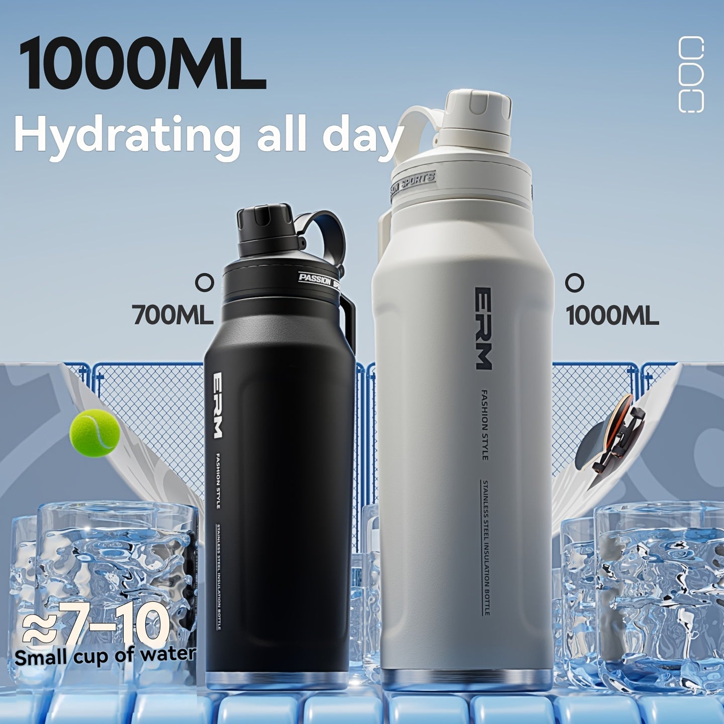 Insulated Stainless Steel Water , Comes with a 2-In-1 Straw And Spout Lid, Keeps Cold Drinks Fresh for 24 Hours, Leak-Proof Design, Fits in Car Cup Holders, Suitable for Sports, Travel, Gym, And Campus Settings