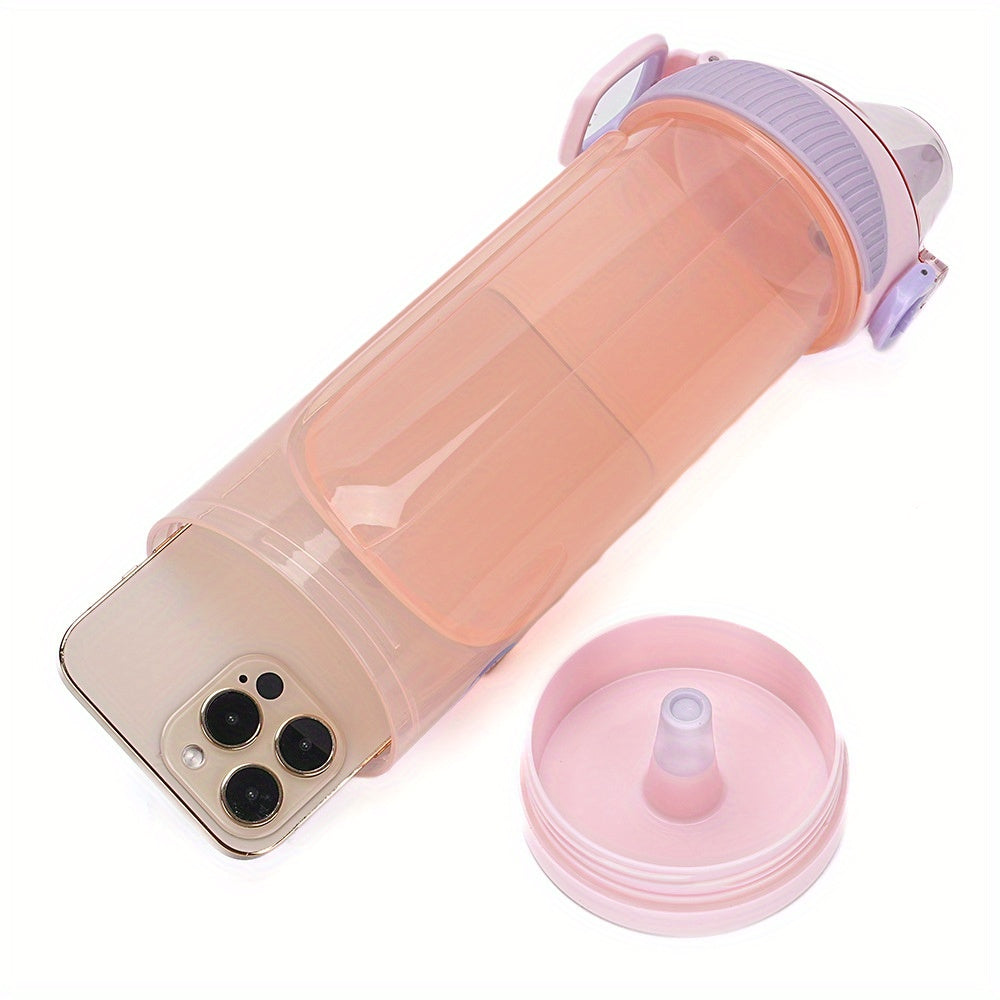 Outdoor Plastic Water Bottle with Hidden Compartment - 16.23Oz Insulated Round Water Bottle, Safe Drinking Container with Removable Handle, Can Safely Store Cards, Keys, Valuables, Portable, Hand Wash Solely