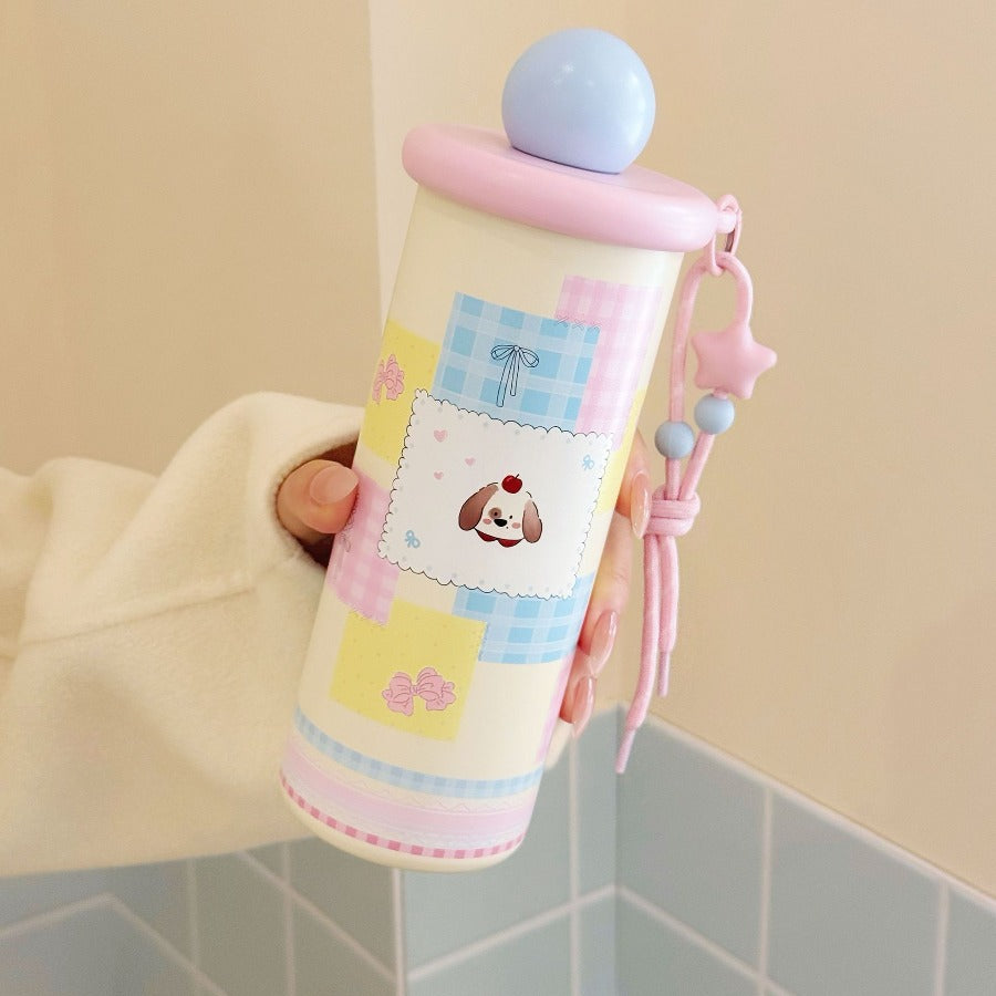 Stainless Steel Insulated Cup | Women'S High-End Appearance, Large Capacity, Cute and Portable, Suitable for Students, Leak Proof, 304 Stainless Steel, Pattern