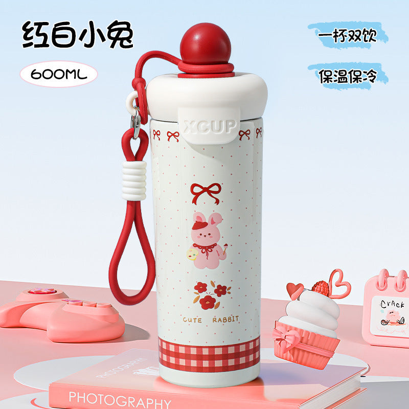 Large-capacity Portable Stainless Steel Insulated Cup with High Appearance Quality for Carrying Water with A Built-in Straw for Office Use