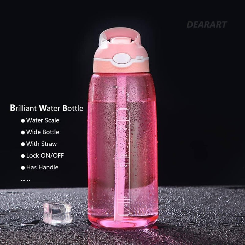 2 - Pack 32oz24oz Bottle, Pink Dark Cyan Sport Bottle with Straw, Leakproof BPA Flip Up Has Handle Easy Carried, Portable Hydration, Gym Essentials, Lightweight Bottle, Compact Design, Durable Construction, Highquality Plastic, Straw Included