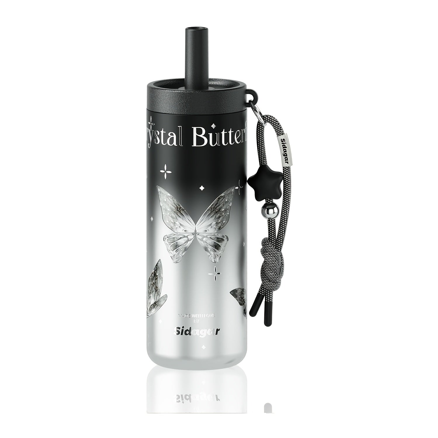 Sidagar 24oz Stainless Steel Straw Cup Portable Sports Water Bottle Car-Friendly Insulated Water Bottle Ideal for Outdoor Adventures Leak-Proof Lid with Lanyard Travel Mug for Men And Women Fitness & Commuting Insulated Bottle Keeps Drinks Hot OrCold