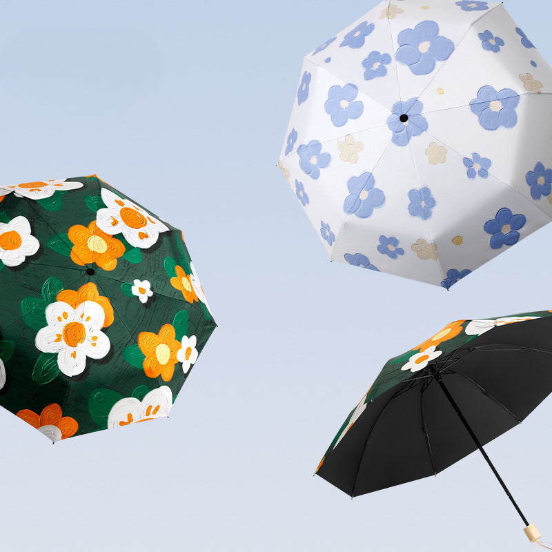 Umbrella Women'S High-Value Fully Automatic Thickened Black Glue Sunscreen Sunshade Portable Ladies Sunny And Dual-Use Umbrella