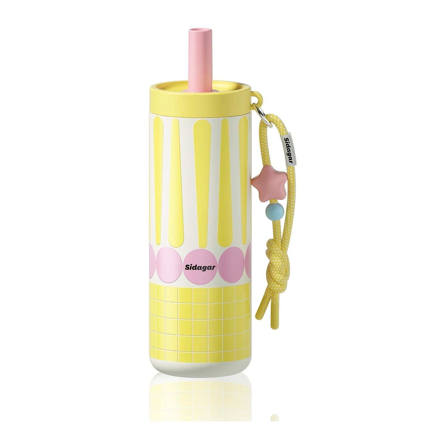 Sidagar 24oz Stainless Steel Straw Cup Portable Sports Water Bottle Car-Friendly Insulated Water Bottle Ideal for Outdoor Adventures Leak-Proof Lid with Lanyard Travel Mug for Men And Women Fitness & Commuting Insulated Bottle Keeps Drinks Hot OrCold