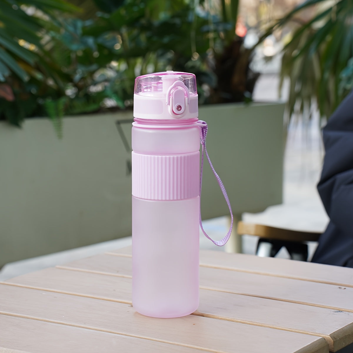 1pc 500ml\u002F 17oz solid color sports water cup, portable sports water cup, leak-proof plastic water bottle, outdoor travel direct drinking cup, suitable for outdoor, leisure, cycling, camping