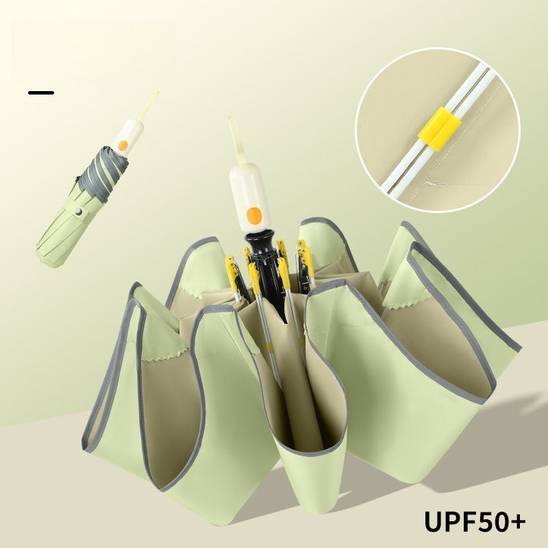 New Rounded Corner Automatic Section Collection Sunscreen Color Glue Sun Umbrella Folding Weather And Rain Dual-Purpose Three-Fold Umbrella