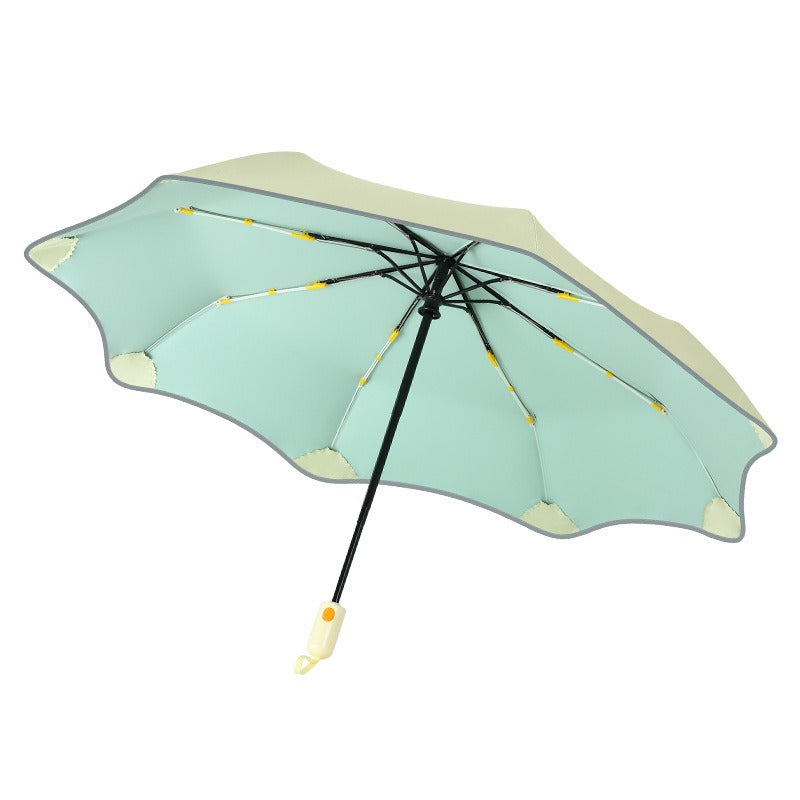 New Rounded Corner Automatic Section Collection Sunscreen Color Glue Sun Umbrella Folding Weather And Rain Dual-Purpose Three-Fold Umbrella