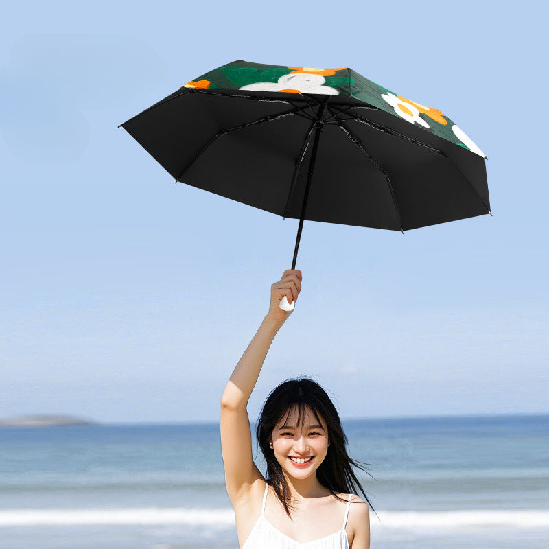 Umbrella Women'S High-Value Fully Automatic Thickened Black Glue Sunscreen Sunshade Portable Ladies Sunny And Dual-Use Umbrella