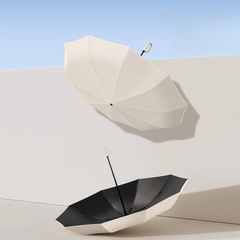 Buckle Umbrella Three Fold Hand Open Portable Enlarged Thickened Reinforced Men's Reverse Folding Weather and Rain