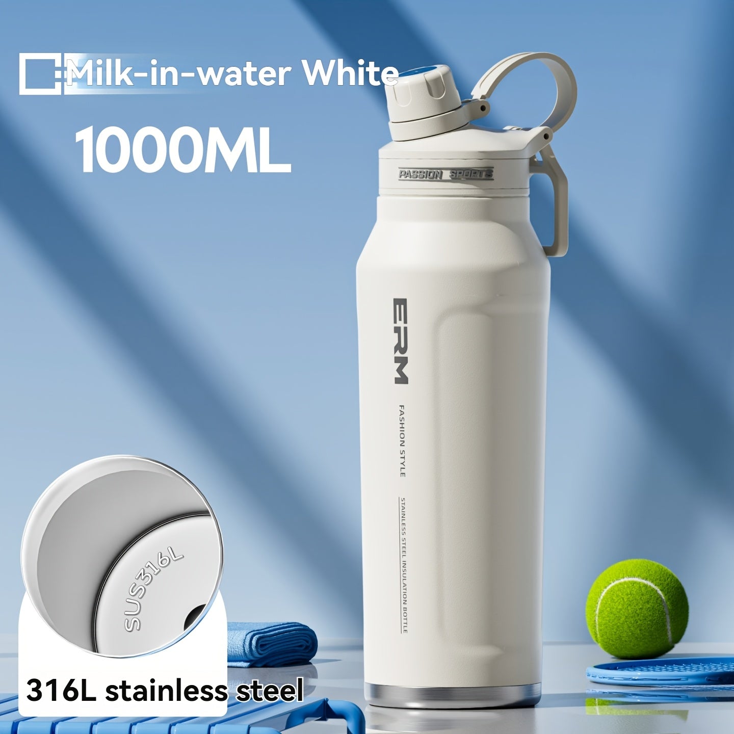 Insulated Stainless Steel Water , Comes with a 2-In-1 Straw And Spout Lid, Keeps Cold Drinks Fresh for 24 Hours, Leak-Proof Design, Fits in Car Cup Holders, Suitable for Sports, Travel, Gym, And Campus Settings