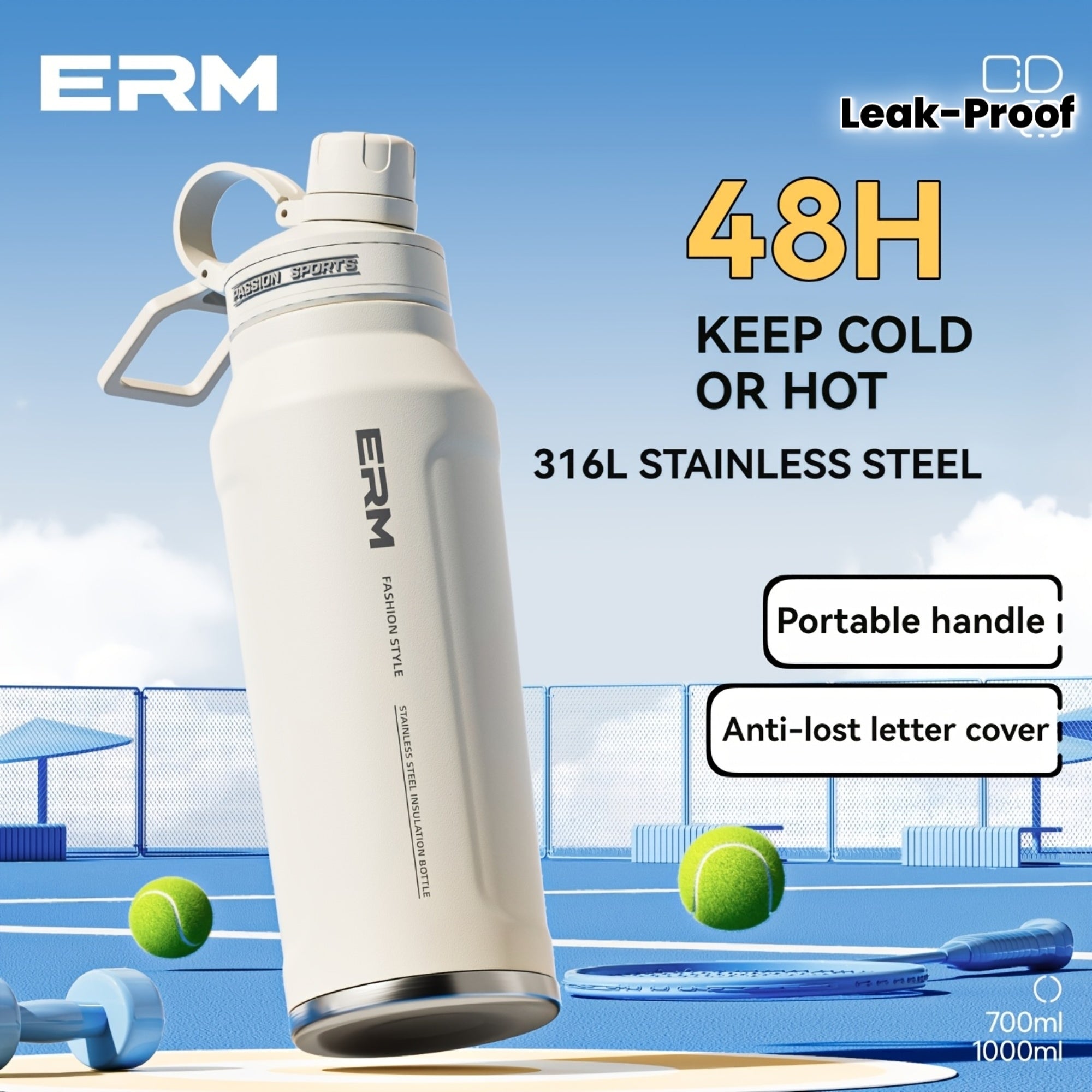 Insulated Stainless Steel Water , Comes with a 2-In-1 Straw And Spout Lid, Keeps Cold Drinks Fresh for 24 Hours, Leak-Proof Design, Fits in Car Cup Holders, Suitable for Sports, Travel, Gym, And Campus Settings