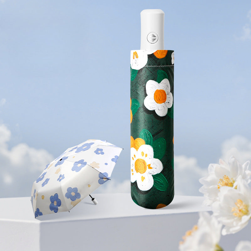 Umbrella Women'S High-Value Fully Automatic Thickened Black Glue Sunscreen Sunshade Portable Ladies Sunny And Dual-Use Umbrella