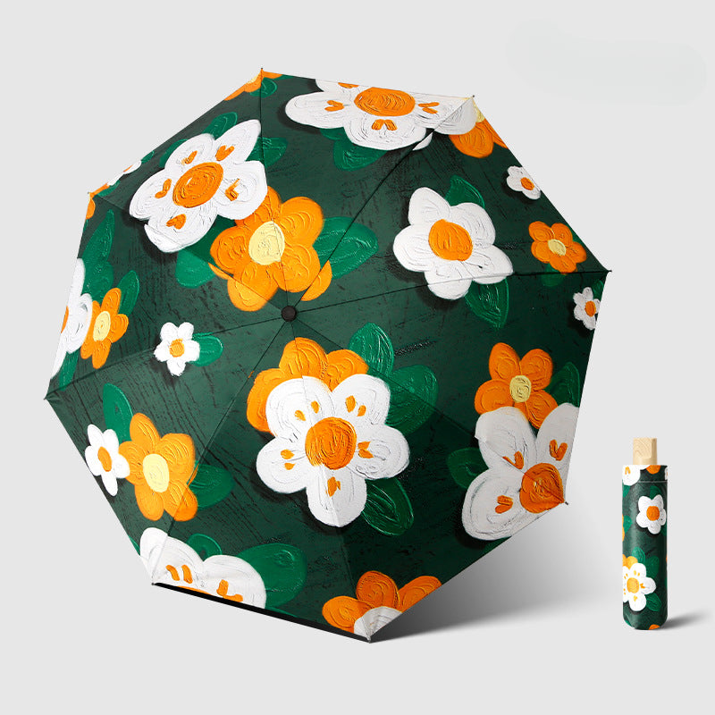 Umbrella Women'S High-Value Fully Automatic Thickened Black Glue Sunscreen Sunshade Portable Ladies Sunny And Dual-Use Umbrella