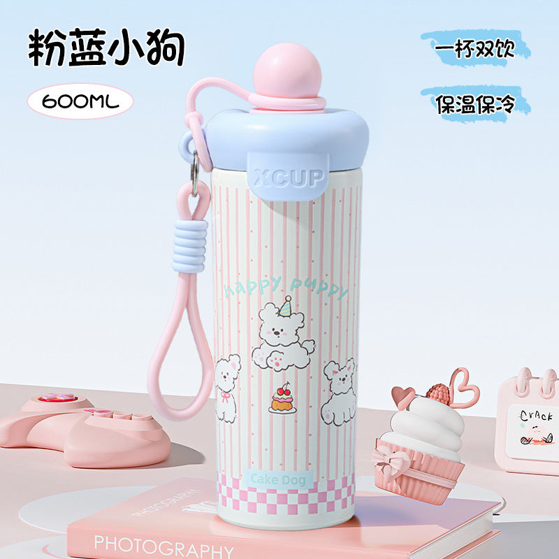 Large-capacity Portable Stainless Steel Insulated Cup with High Appearance Quality for Carrying Water with A Built-in Straw for Office Use