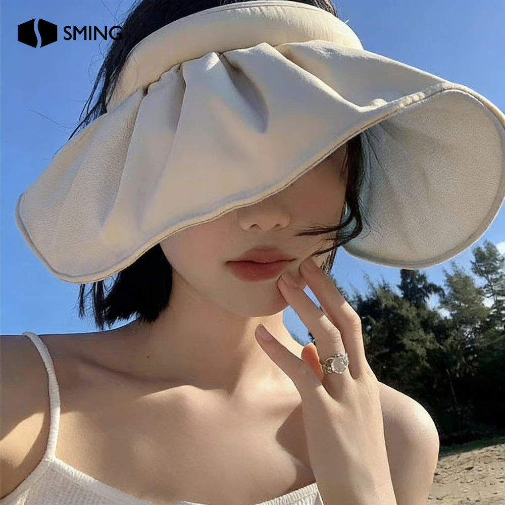 1pc Fashionable Women's Summer High-end Wide-brimmed Sun Hat - Made of, Lightweight and Foldable Design, Suitable for Beach Outings, Outdoor Activities, and Daily Life