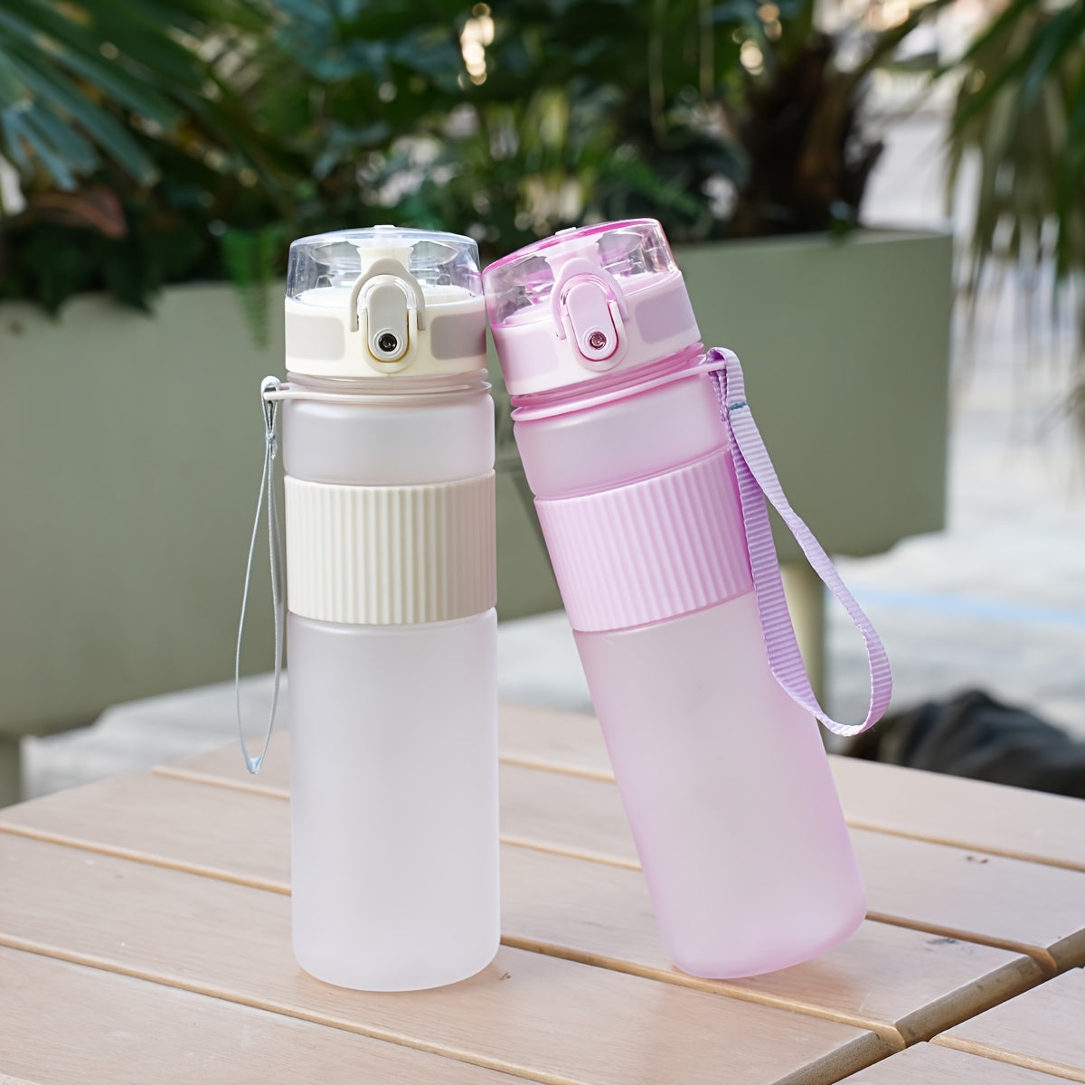 1pc 500ml\u002F 17oz solid color sports water cup, portable sports water cup, leak-proof plastic water bottle, outdoor travel direct drinking cup, suitable for outdoor, leisure, cycling, camping