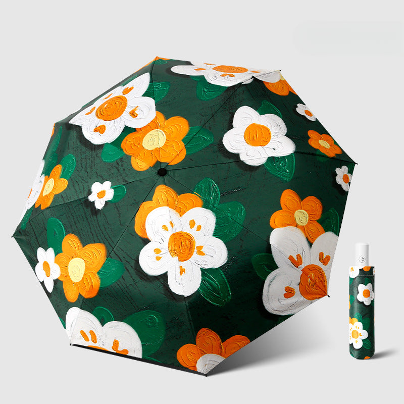 Umbrella Women'S High-Value Fully Automatic Thickened Black Glue Sunscreen Sunshade Portable Ladies Sunny And Dual-Use Umbrella