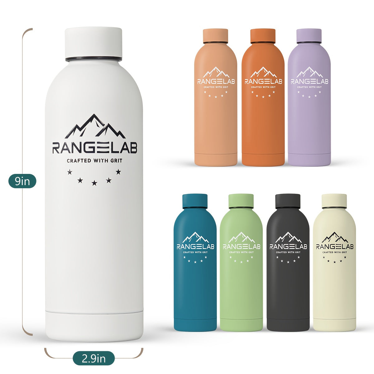 RANGELAB 17Oz Insulated Water Bottle Made from 304 Food-Grade Stainless Steel, Featuring a Double-Wall Vacuum Design, a Leakproof Wide Mouth, And The Ability to Keep Drinks Cold for 24 Hours Or Hot for 12 Hours. It'S Reusable And Perfect for Travel