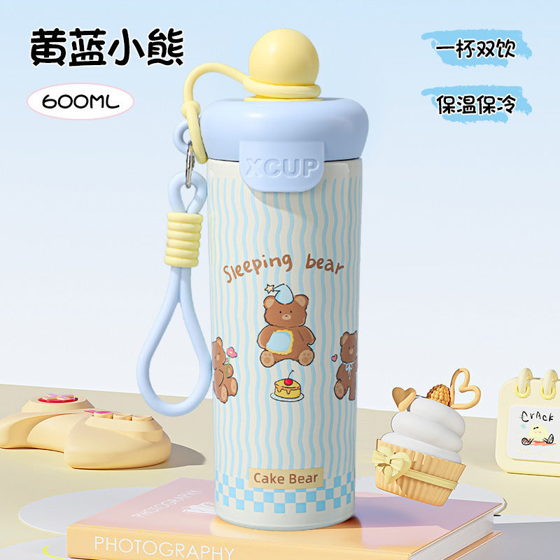 Large-capacity Portable Stainless Steel Insulated Cup with High Appearance Quality for Carrying Water with A Built-in Straw for Office Use