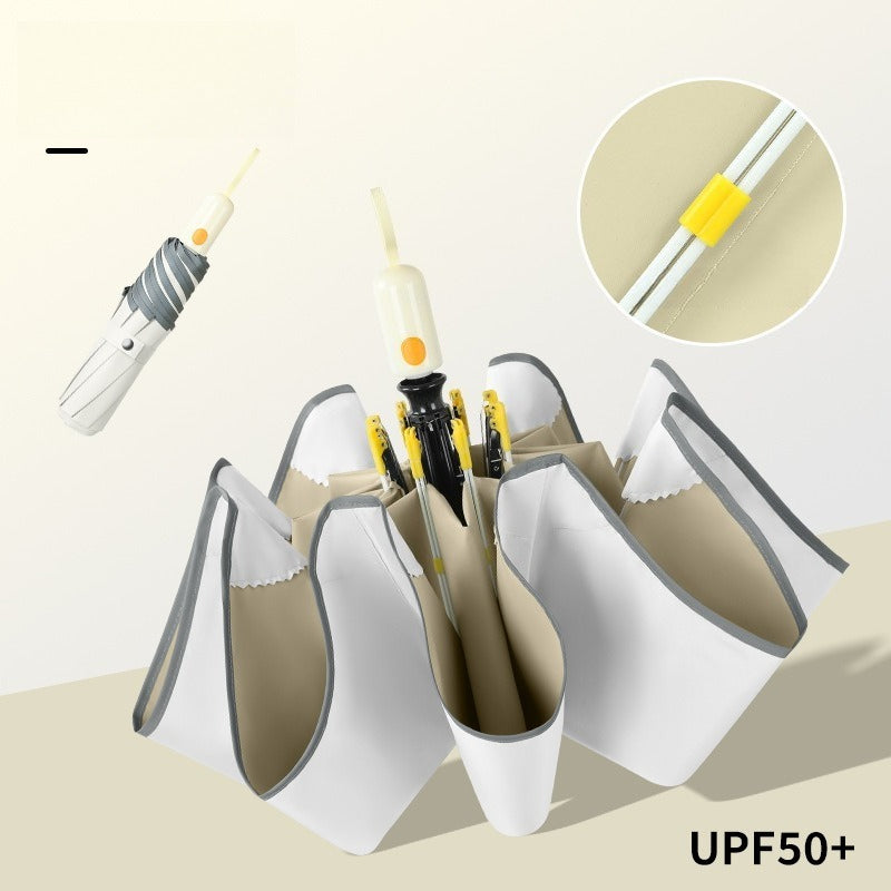 New Rounded Corner Automatic Section Collection Sunscreen Color Glue Sun Umbrella Folding Weather And Rain Dual-Purpose Three-Fold Umbrella