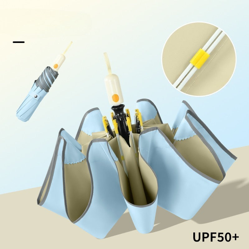 New Rounded Corner Automatic Section Collection Sunscreen Color Glue Sun Umbrella Folding Weather And Rain Dual-Purpose Three-Fold Umbrella