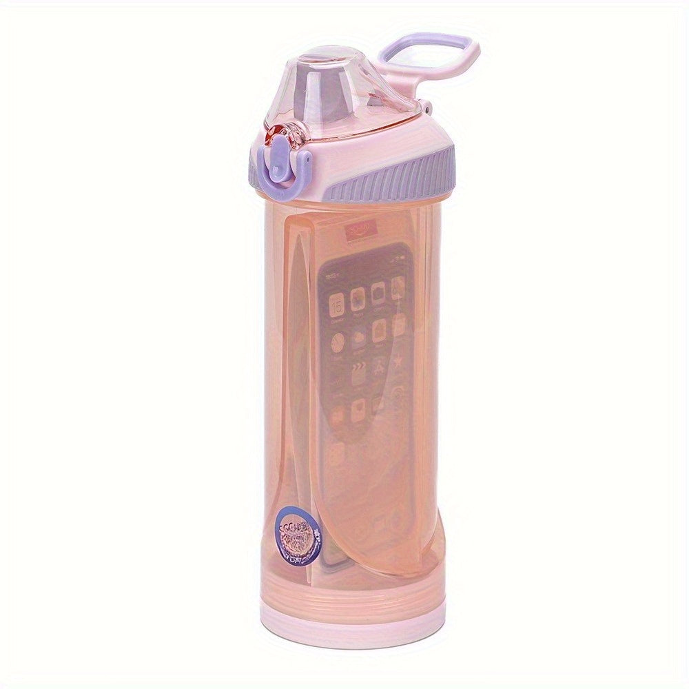 Outdoor Plastic Water Bottle with Hidden Compartment - 16.23Oz Insulated Round Water Bottle, Safe Drinking Container with Removable Handle, Can Safely Store Cards, Keys, Valuables, Portable, Hand Wash Solely