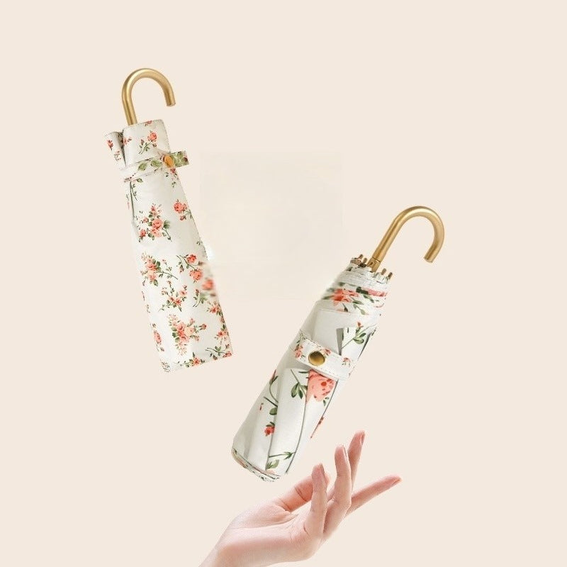 Retro Design Mini Folding Umbrella with Portable Manual Opening Mechanism