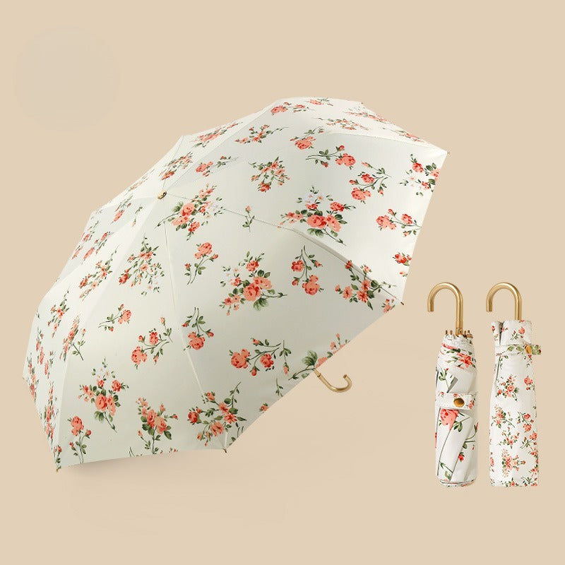 Retro Design Mini Folding Umbrella with Portable Manual Opening Mechanism