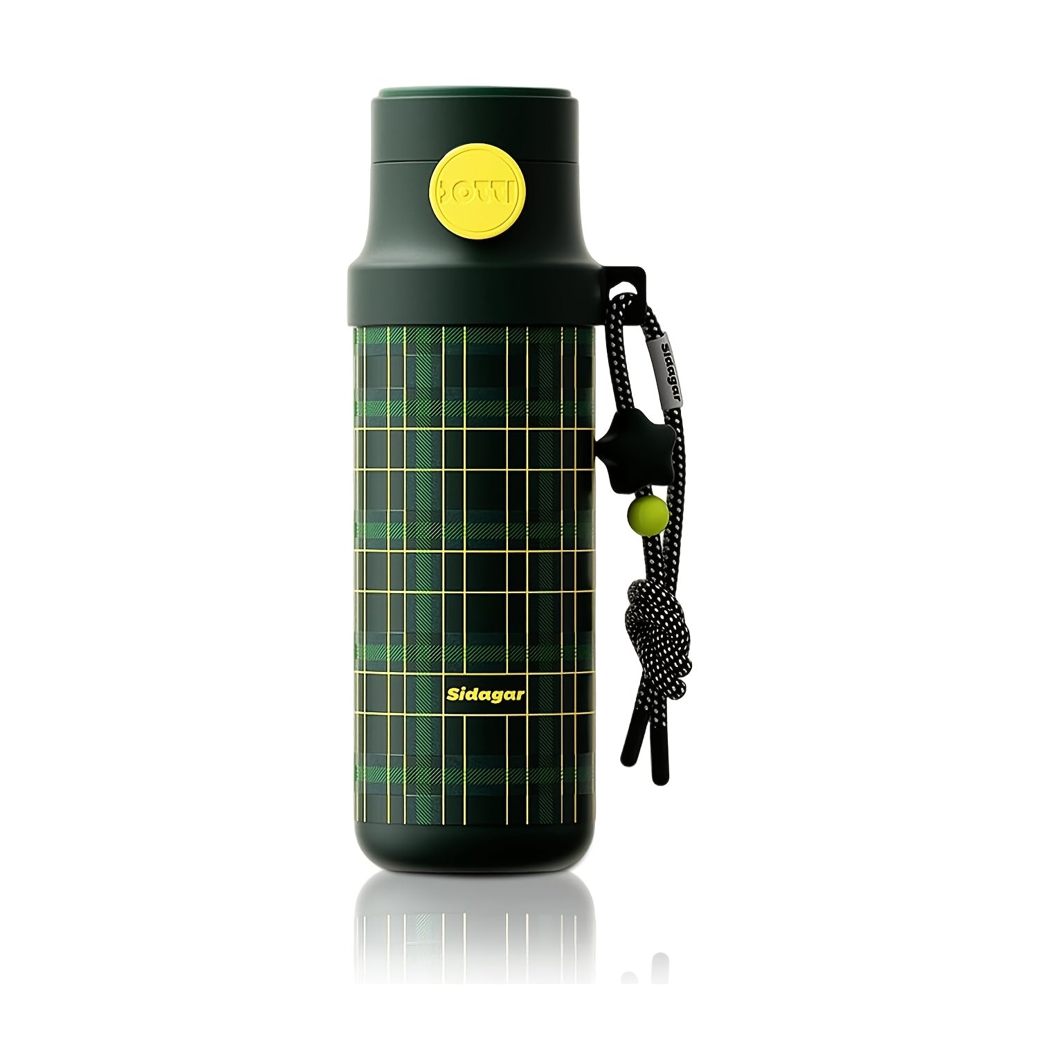 Sidagar 18-Ounce Stainless Steel Insulated Cup, Portable Sports Water Bottle, Car Water Cup, Suitable for Outdoor Travel, Leak-Proof Lock Design with a Lanyard for Easy Carrying, Ideal for Both Men And Women for Fitness, Commuting, And Business