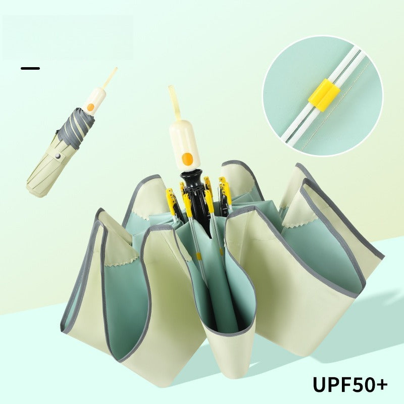 New Rounded Corner Automatic Section Collection Sunscreen Color Glue Sun Umbrella Folding Weather And Rain Dual-Purpose Three-Fold Umbrella