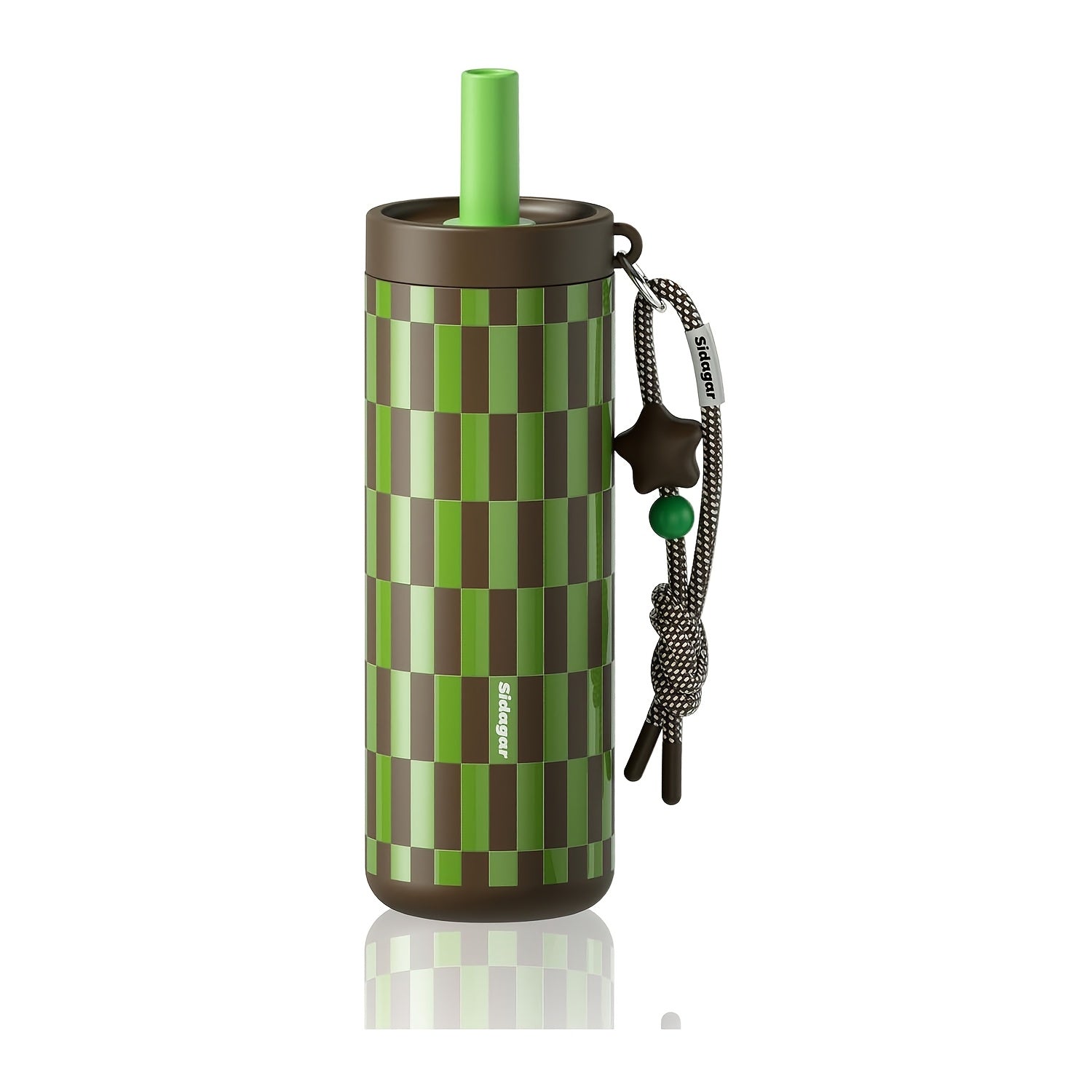 Sidagar 24oz Stainless Steel Straw Cup Portable Sports Water Bottle Car-Friendly Insulated Water Bottle Ideal for Outdoor Adventures Leak-Proof Lid with Lanyard Travel Mug for Men And Women Fitness & Commuting Insulated Bottle Keeps Drinks Hot OrCold