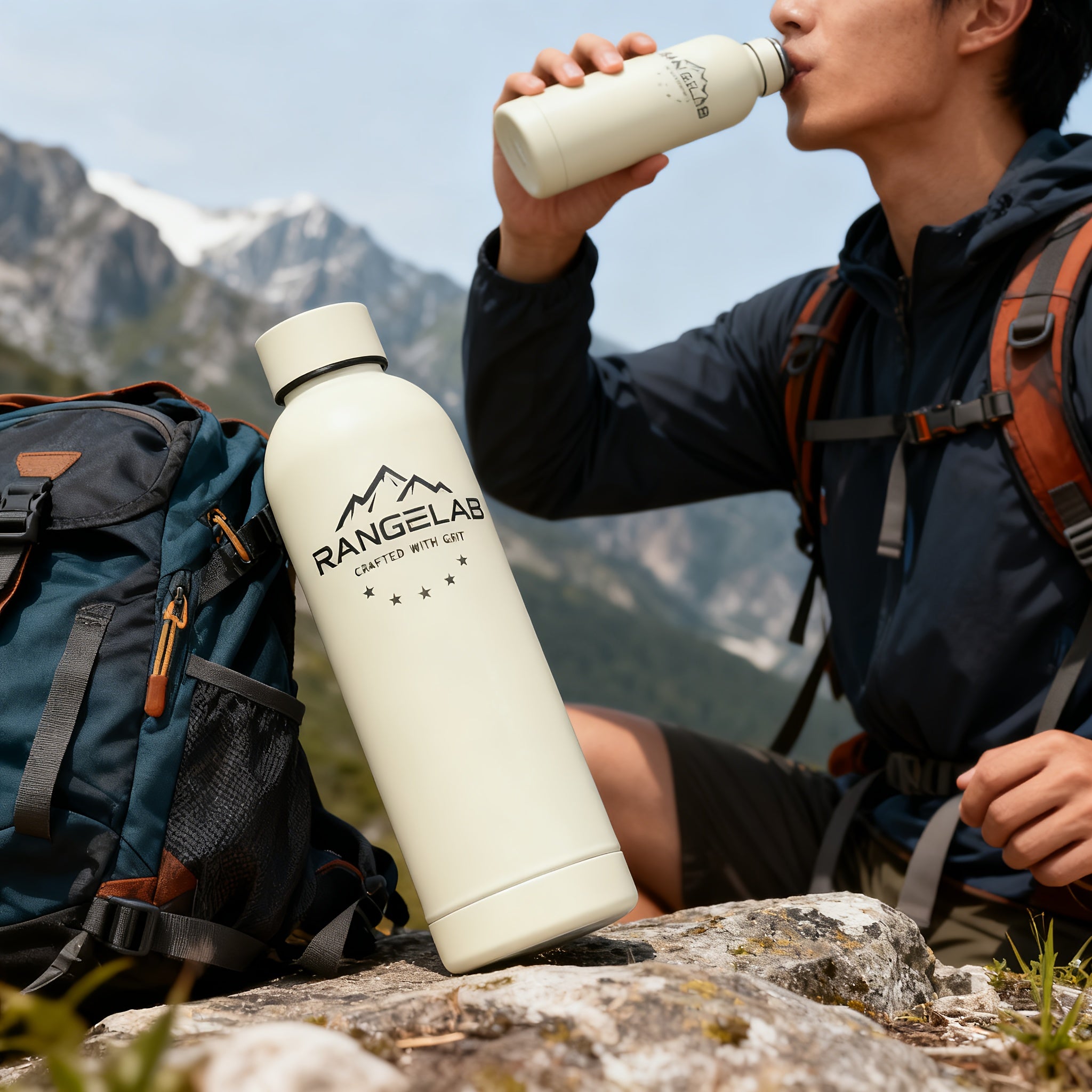 RANGELAB 17Oz Insulated Water Bottle Made from 304 Food-Grade Stainless Steel, Featuring a Double-Wall Vacuum Design, a Leakproof Wide Mouth, And The Ability to Keep Drinks Cold for 24 Hours Or Hot for 12 Hours. It'S Reusable And Perfect for Travel